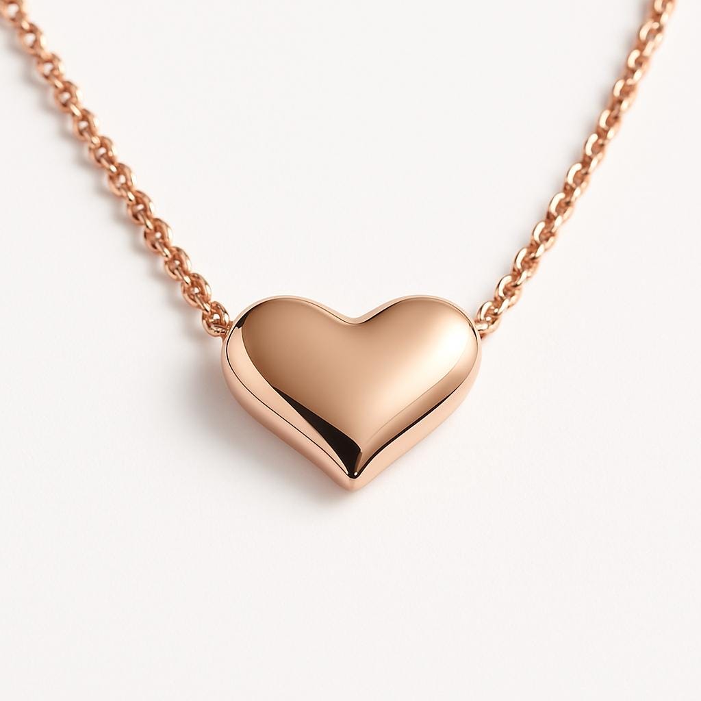 Close-up of 925 silver heart necklace with gold/rose gold options, perfect for goddaughter birthday gifts.