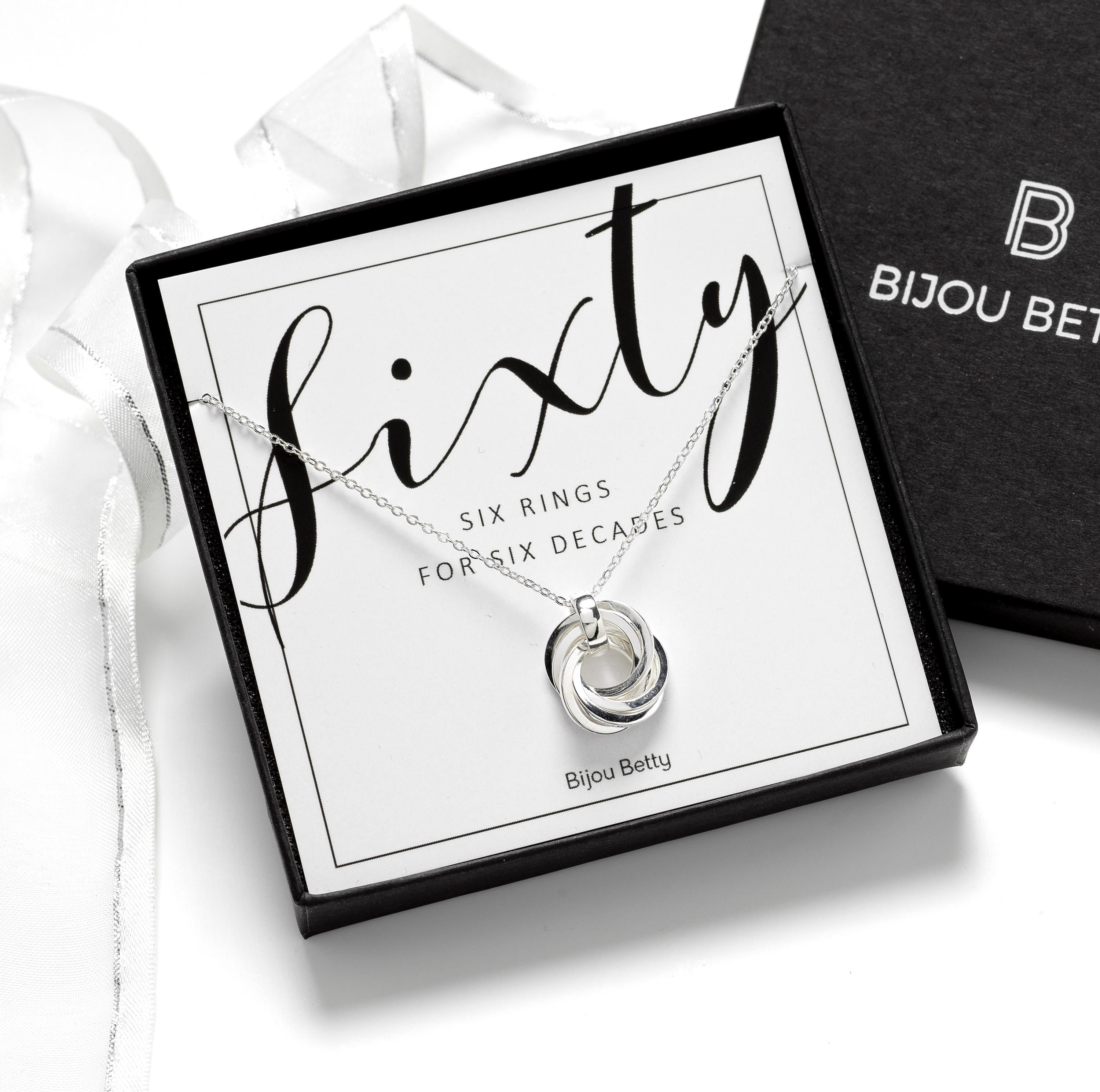 60th Birthday Solid Sterling Silver Decades Pendant Necklace