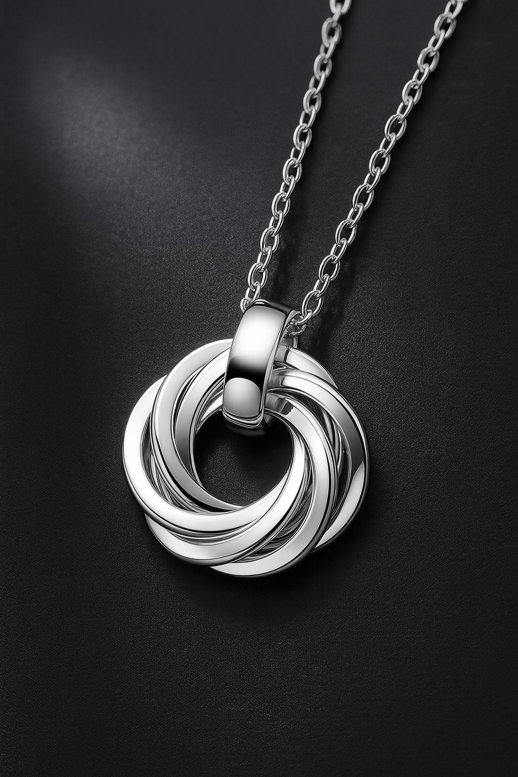 70th Birthday Silver 7 Rings Necklace – Gift for Her