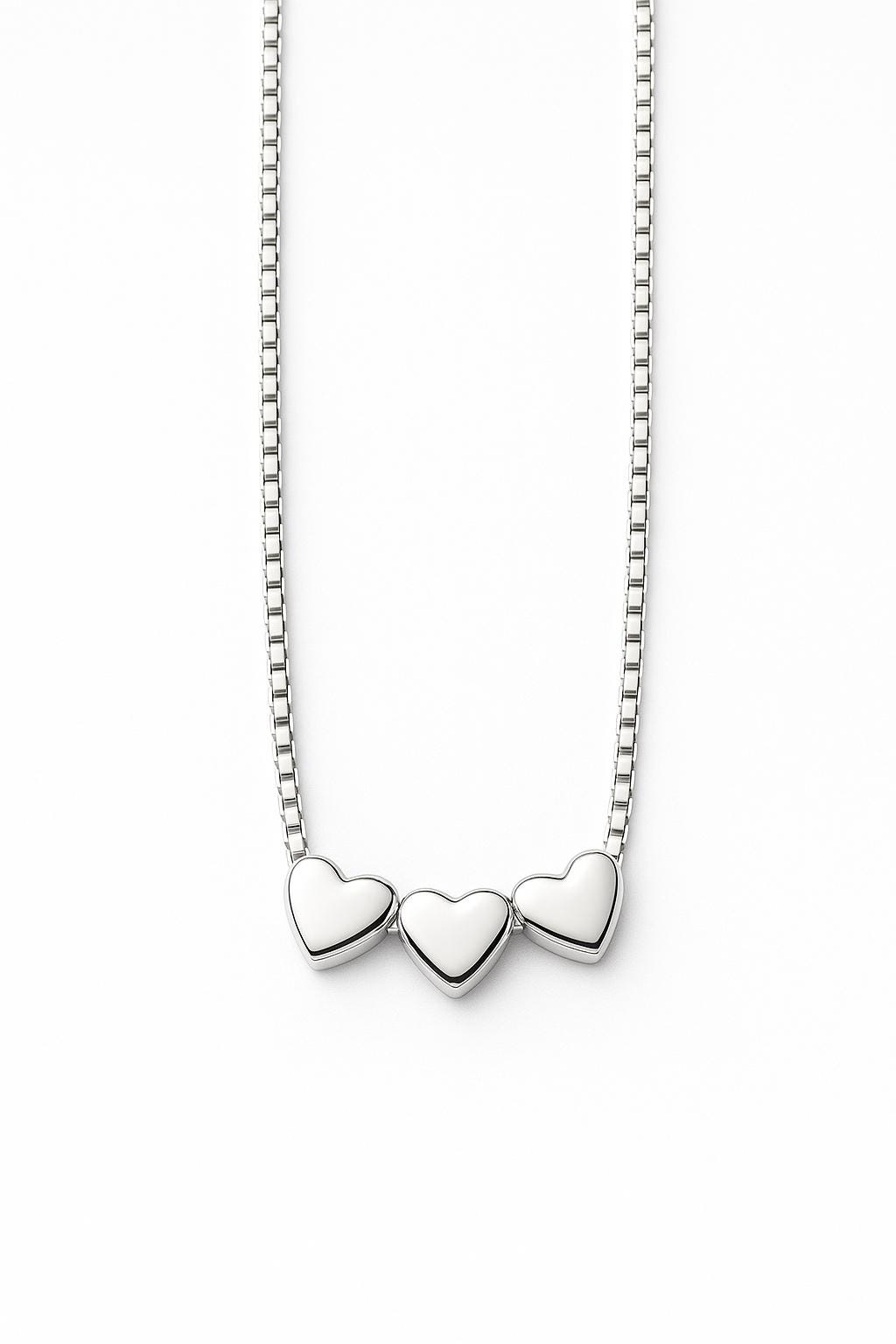 Silver Three Hearts Necklace – Friend Gift