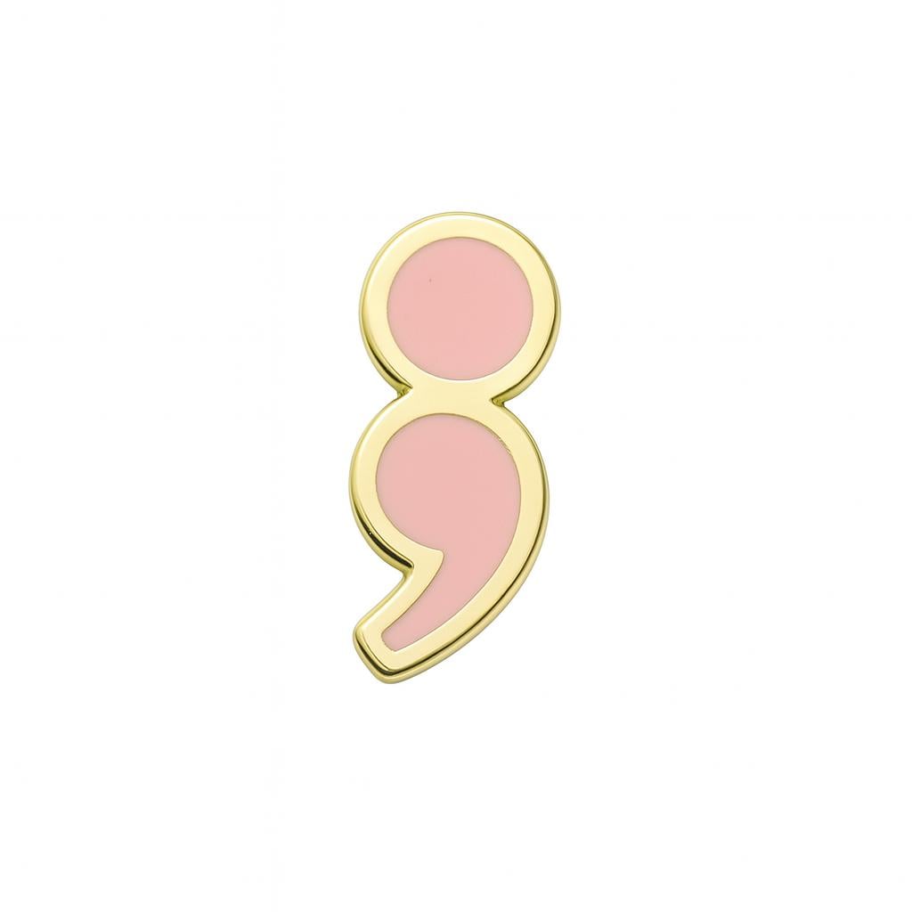Semicolon Pin - Your Story Continues Enamel Badge, Black or Pink, Gift for Her, Bijou Betty Encouragement Gift