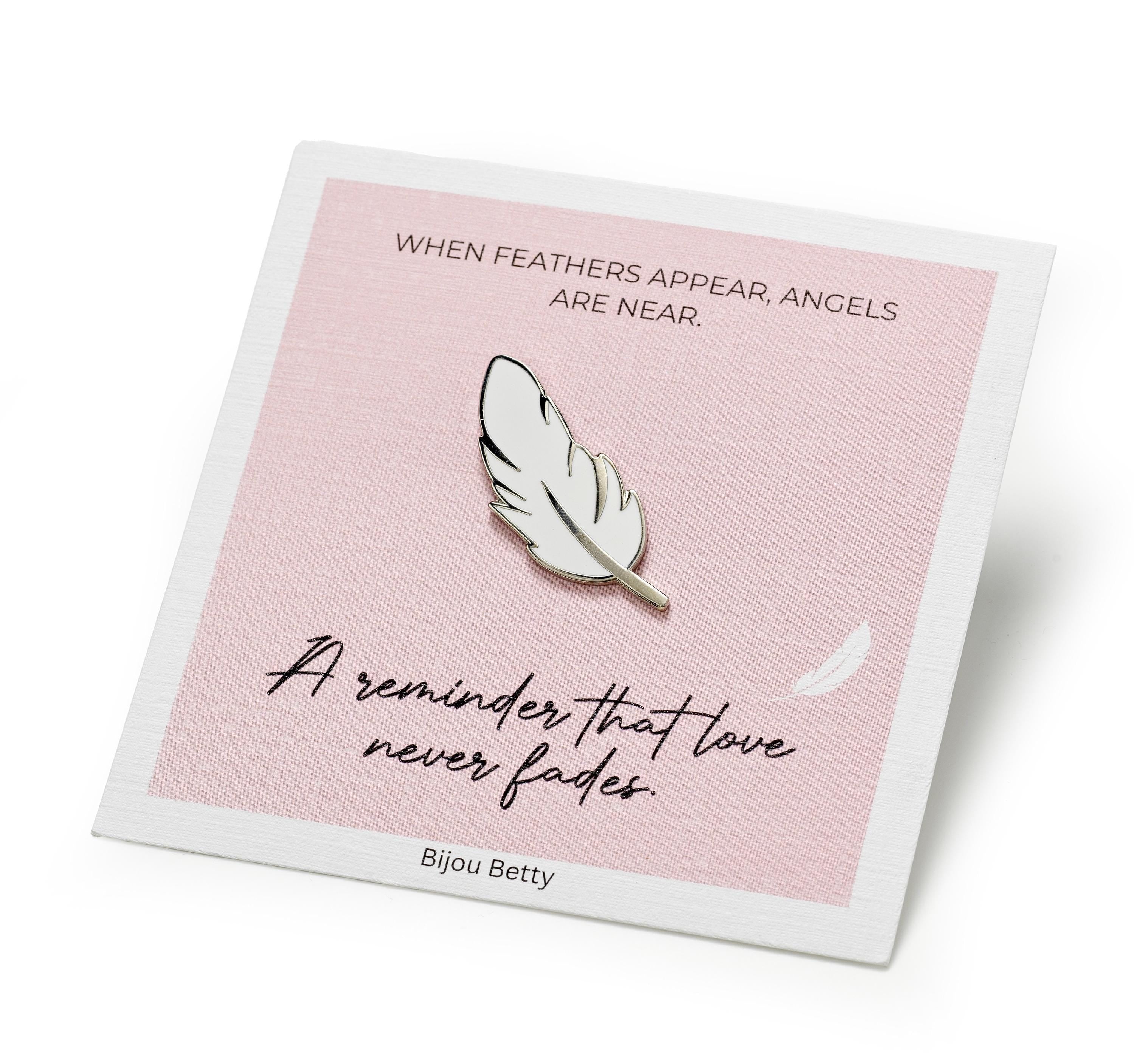 Feather pin, sympathy or remembrance gift.