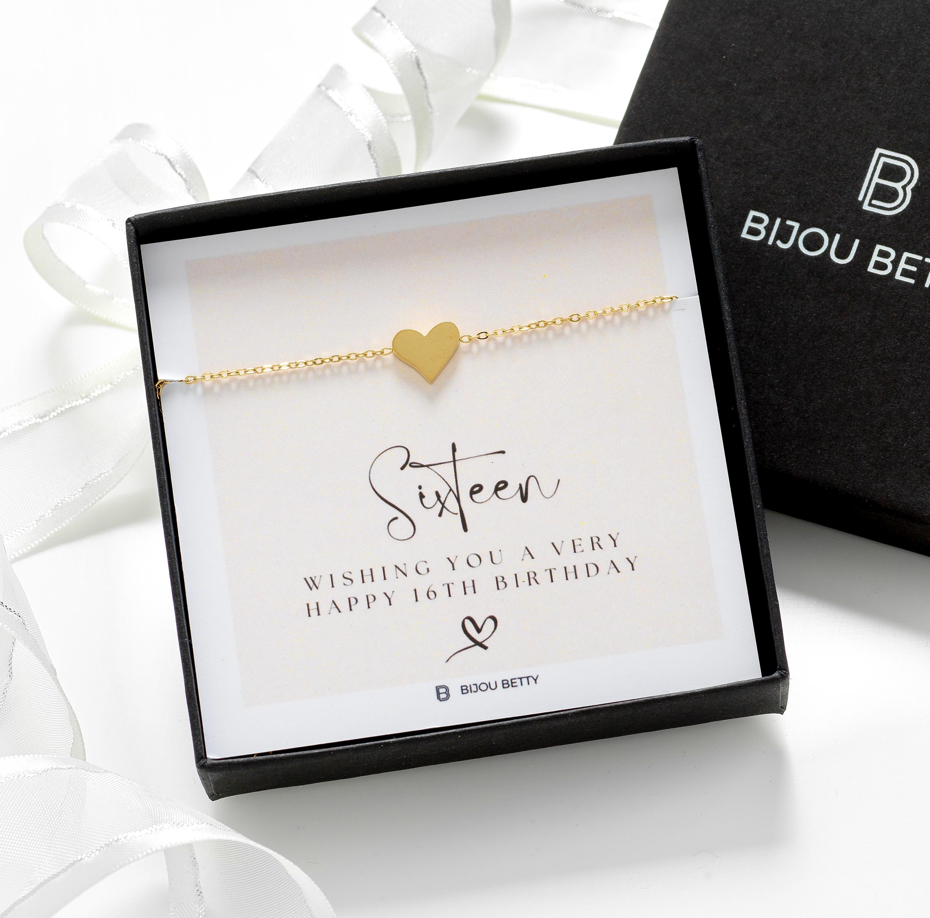 16th Birthday Gold-Plated Mini Heart Bracelet – Gift for Her