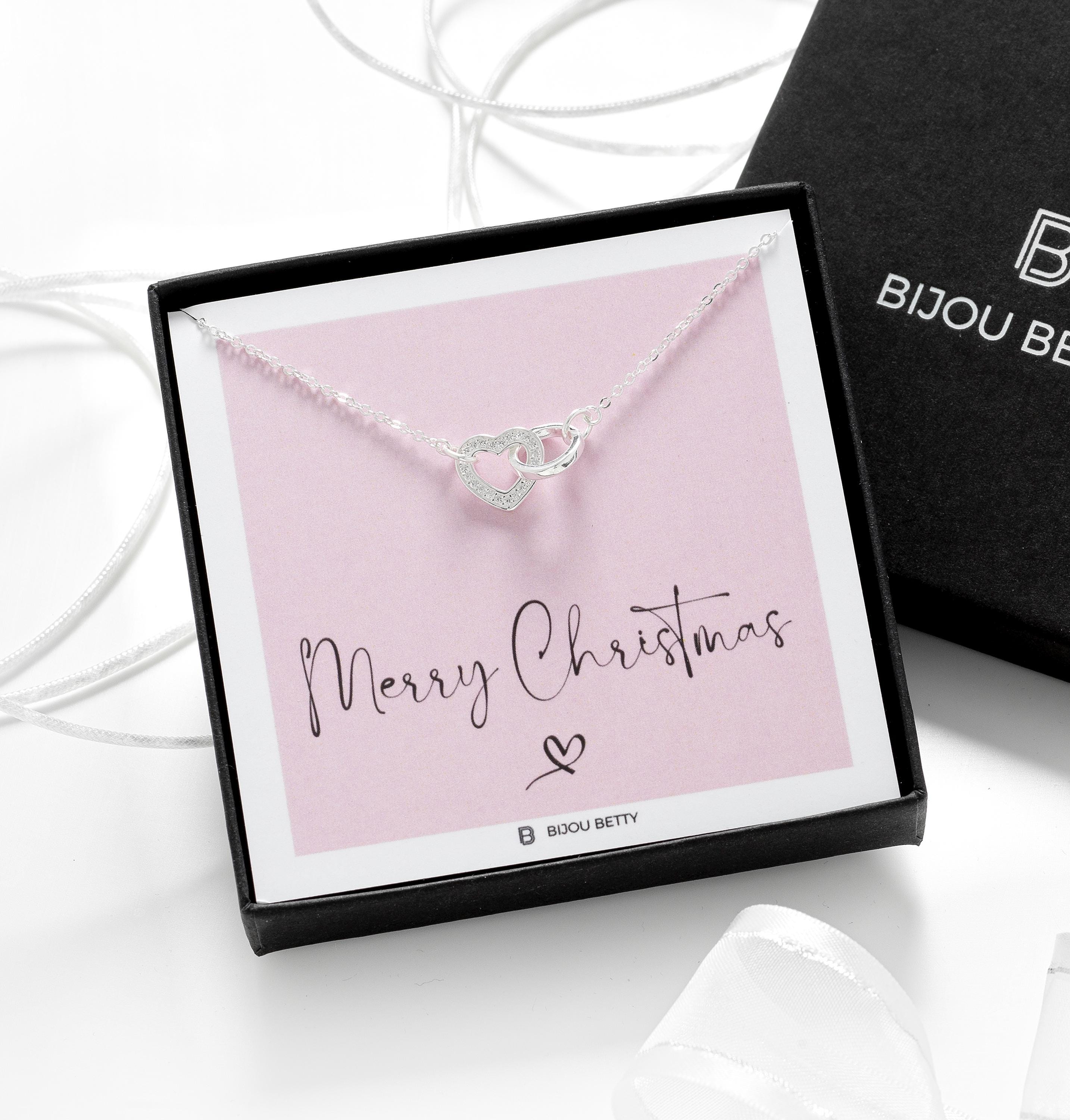 Bijou Betty Christmas necklace with tissue, card, customised tag, and gift bag, great for granddaughters and nieces.