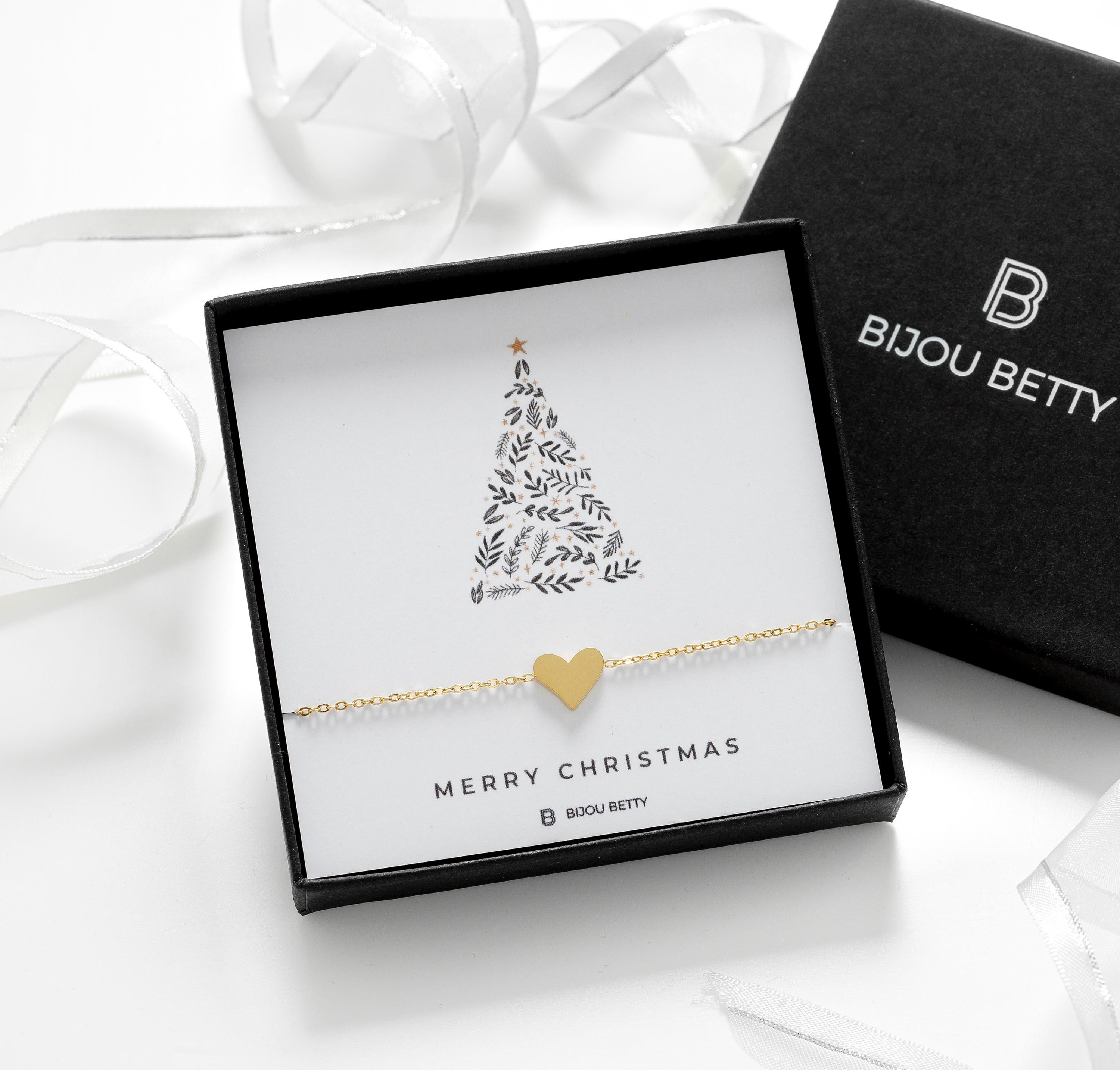 Christmas Gold-Plated Heart Bracelet, Gift for Her, Bijou Betty Keepsake