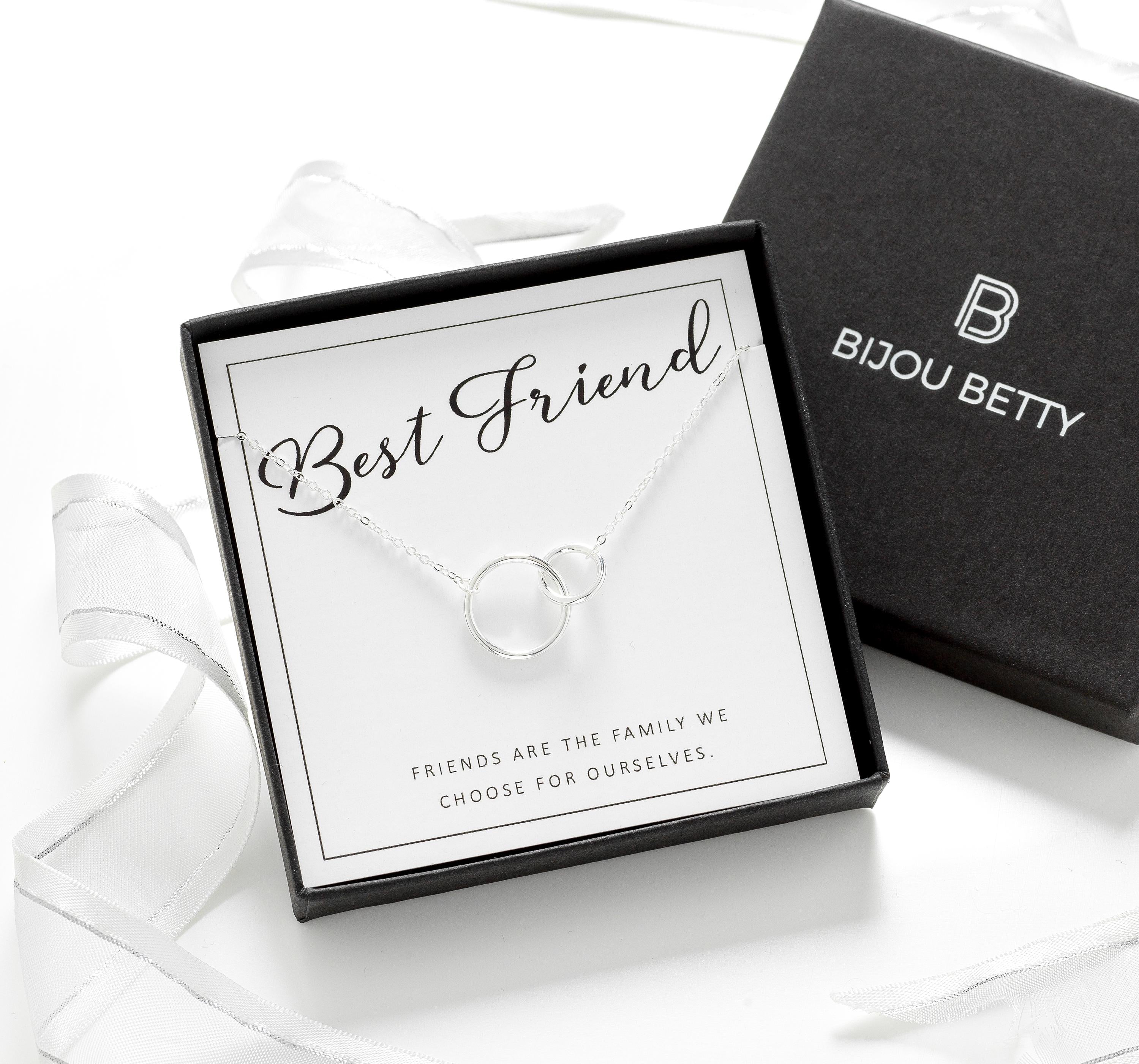 Bijou Betty friend gift with tissue, card, customised tag, and gift bag, great for colleagues.