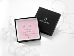 Sterling silver 6.5mm heart earrings in Bijou Betty box with daughter-in-law card, ideal for birthdays.