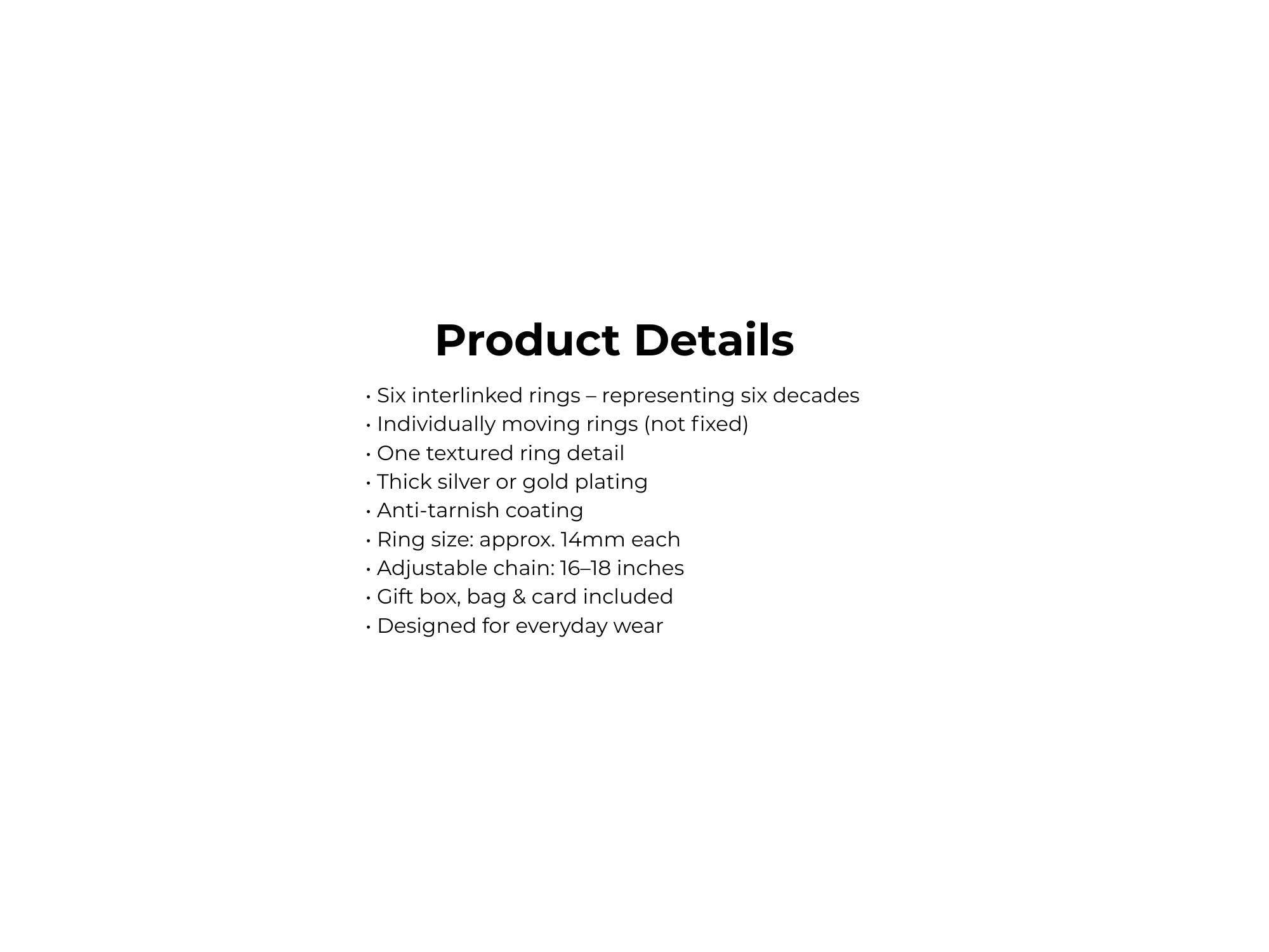 Product details, information card.