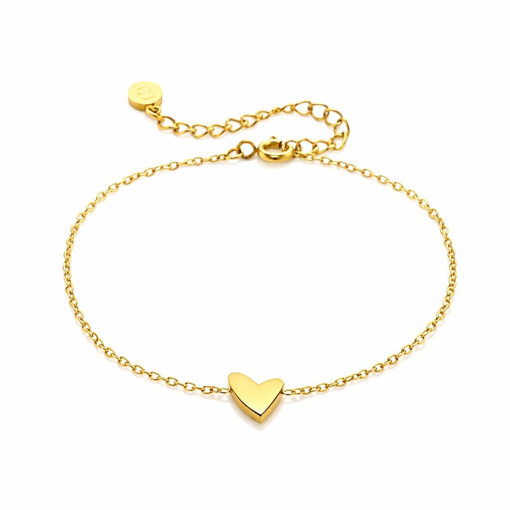 Mini gold heart charm measuring approximately 8 × 3.7 mm